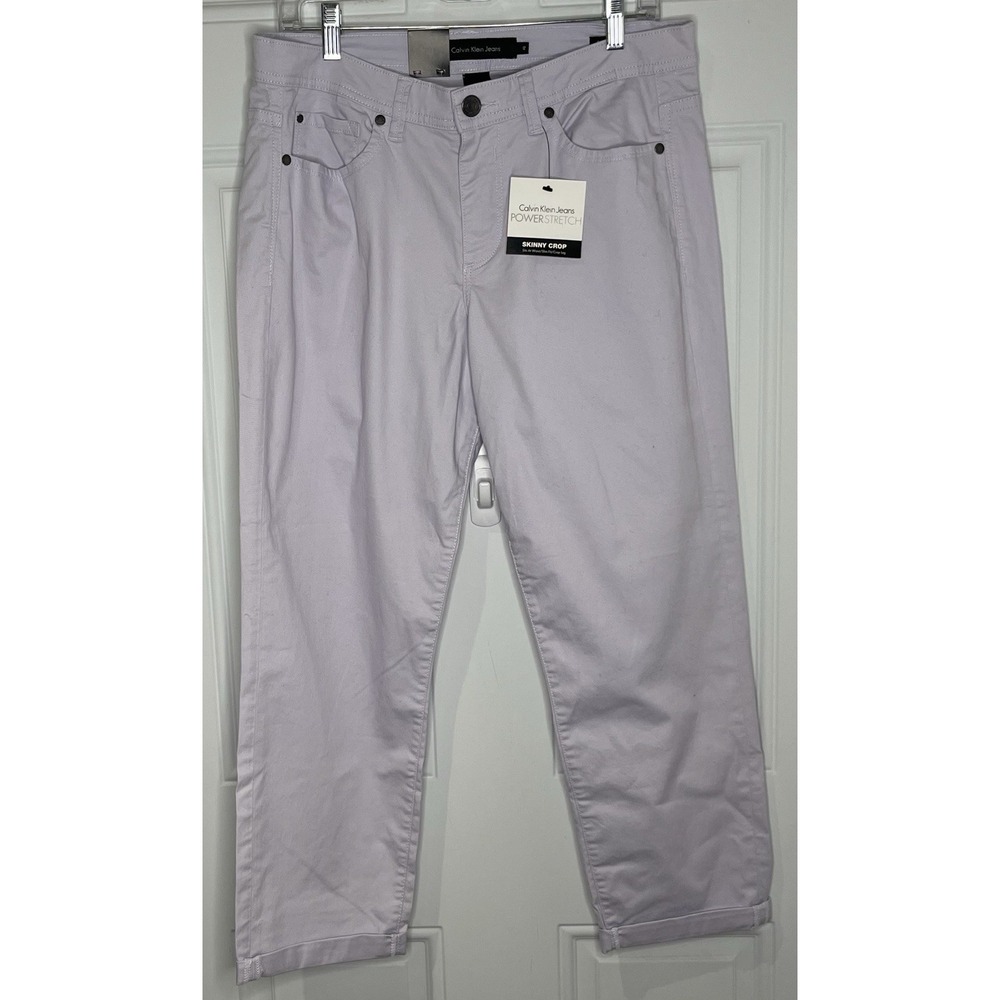NWT Calvin Klein Jeans Women's 12 Lavendar Lilac Power Stretch Skinny Crop